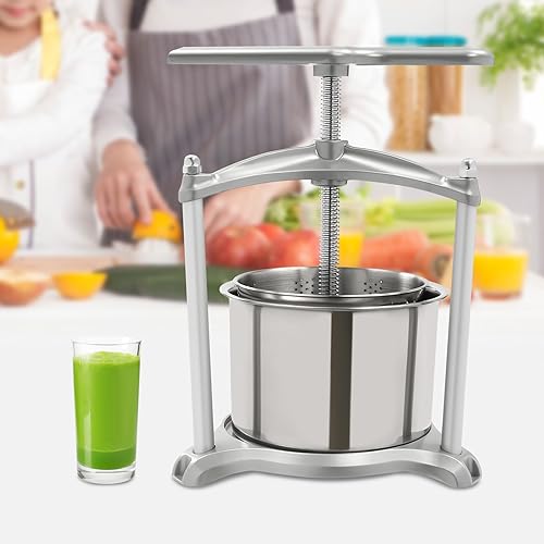 6 L Fruit Wine Press Machine, Stainless Steel Manual Press Machine with T-Handle for Cider Tincture Cheese Herb Vegetables