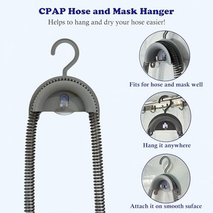 CPAP Cleaning Kits with Tube and Mask Brush, Collapsible Wash Basin & Hose Hanger - CPAP Hose Cleaner Supplies to Make Cpap Accessories Cleaning, Drying, Storing Easier - color: Grey-white