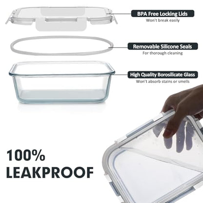 VERONES 30 Pieces Glass Meal Prep Containers Set, Stackable Food Storage Containers with Lids-Airtight Glass Lunch Containers，for Microwave, Oven, Freezer & Dishwasher,White - color: White-30