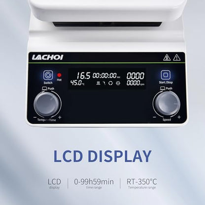 6.7 Inch Magnetic Stirrer Hot Plate Max 20L Stirring Capacity LCD Display Magnetic Stir Plate Max Temp. 350℃/662°F Hotplate Stirrer 2000RPM,Stir Bar&Temp Probe Sensor&Support Stand Included - size: 20L