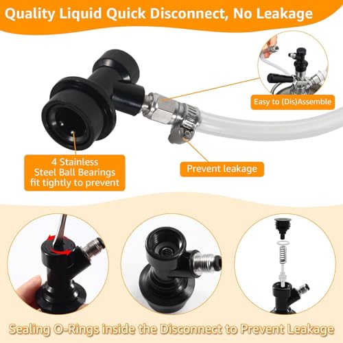 3FT Ball Lock Beer Line Assembly Kit - 5/16" Liquid Line with Picnic Tap Faucet & Quick Disconnect PVC Tubing Ball Lock Picnic Tap for Corny Keg Ball Lock Keg Beer Dispenser Soda Dispensing - size: 3FT- 1 Pack