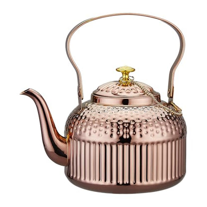 SANQIAHOME Antique 1.8L (60 Oz) Stainless Steel Teapot with Infuser Copper - color: Copper, size: 1.8 Liters