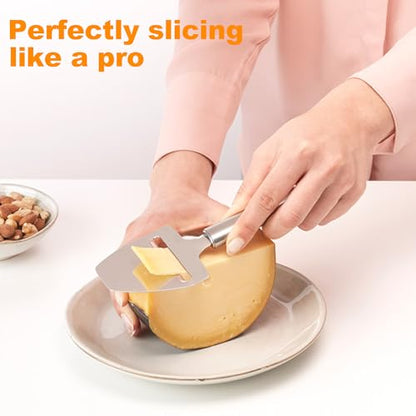 2 Pack Cheese Slicers, AITRAI Stainless Steel Wire Butter Slicer Cutter with Cheese Plane Tool for Soft, Semi-Hard, Hard Cheeses, Butter, Eggs, Fruits丨Dishwasher Safe