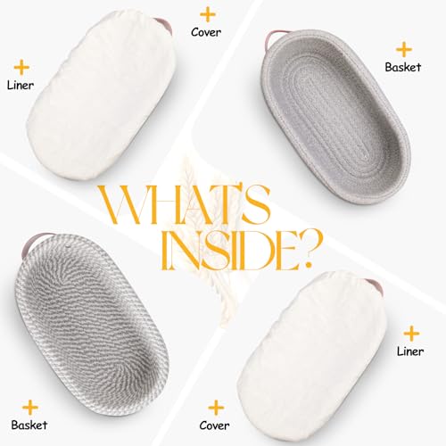 Dimpola Banneton Bread Proofing Basket - Cotton Oval Banneton Basket Set of 2 Sourdough Proofing Baskets Round Proofing Bowls Handmade Rattan Baskets and Liners - style: 2*Cotton Oval Baskets