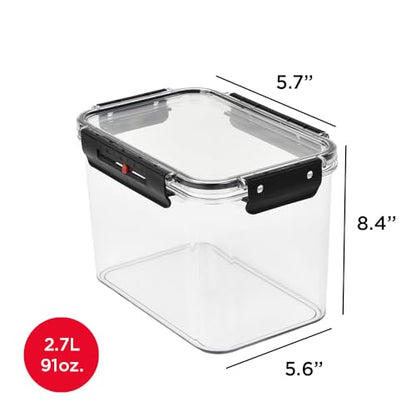 Airtight Food Storage Container with Easy locking lids, Date Indicator, Leakproof, Kitchen Pantry Organization and Storage, Cereal, Flour & Sugar, Rice, Cookies, Candy, Pasta,BPA-Free (2.7L)