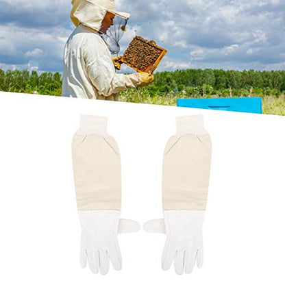 Beekeeping Gloves for Women & Men | Goat - Skin Leather Palms Block Bee Stings | Extra - Long Sleeves for Apiary Inspection/Beginners | Sturdy Canvas & Leather (XXXL) - size: XXXL