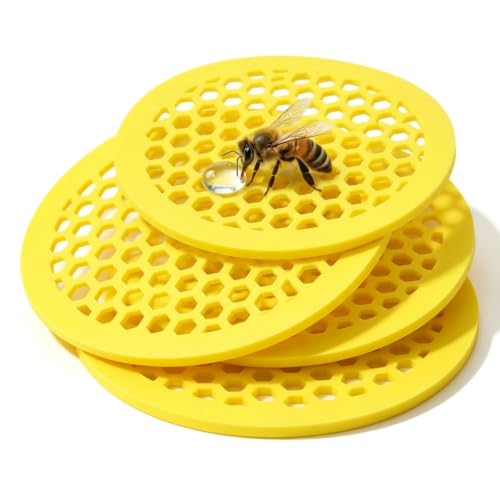 4PCS Bee Watering Station for Garden, floating bee water feeder made of durable EVA foam. Provides safe landing and hydration for bees & butterflies in bird baths, ponds, patios, and outdoor gardens - color: 4pcs Yellow