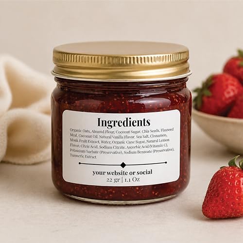 Custom Ingredient Labels for Small Business Packaging – Waterproof Stickers for Jars, Bags, Bottles & Boxes – 1x3, 2x3, 3x3 Sizes – Personalized, Easy to Customize