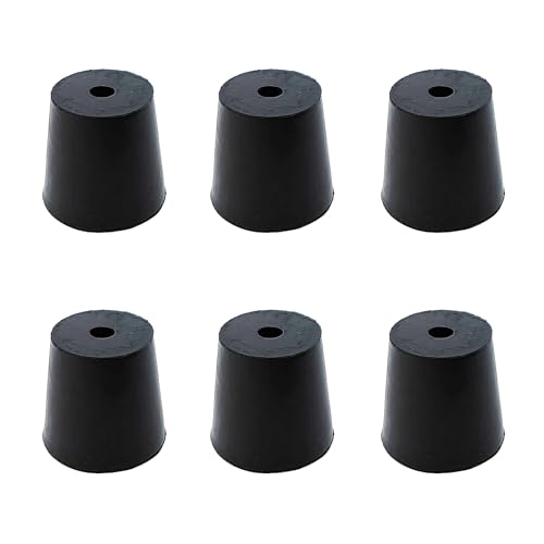 6Pcs Solid Rubber Stopper Bungs with Hole 20mm to 26mm Solid Test Tubes Bungs Stopper for Flask, Plug Holes and Test Tube(Black) - size: 20mm to 26mm