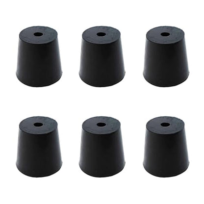 6Pcs Solid Rubber Stopper Bungs with Hole 20mm to 26mm Solid Test Tubes Bungs Stopper for Flask, Plug Holes and Test Tube(Black) - size: 20mm to 26mm
