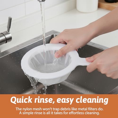 2 Pack Ultra Fine Nylon Mesh Strainer with Handle 120/200 Small Kitchen Colander Plastic Mesh Sieve for Filtering Yogurt Juice Milk Honey Coffee Matcha