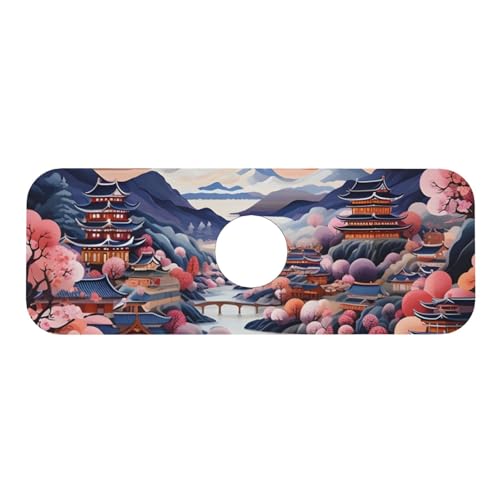 Kitchen Sink Faucet Mat Splash Guard, Chinese Style House Bridge Moon Super Absorbent Drying Mat, Non-Slip Drain Pad for Bathroom Counter - color: House Bridge Moon