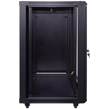 NavePoint 18U Server Cabinet Wall Mount Rack Enclosure with Caster Wheels, 2 Fans, Locking Glass Door, Removable Side Panels – 18U Network Cabinet 23.6” Deep, 19” Server Rack for IT Equipment - size: 18U - 600mm Depth