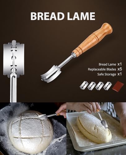 MOSFiATA Bread Knife 8” Ultra Sharp Serrated Knife, German High Carbon Stainless Steel EN1.4116 Bread Slicer with Bread Lame, Micarta Handle, For Bread, Cake, Bagels - style: 8 inch bread knife