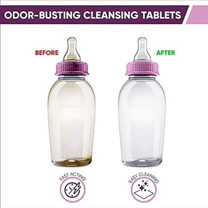 CleanHike (3) Baby Water Bottle Cleaning Tablets - (90 Pack) Natural Bottle Cleaner for Milk Bottles Tabs for Stainless Steel and Plastic Kid's Tumbler - Individually Packed