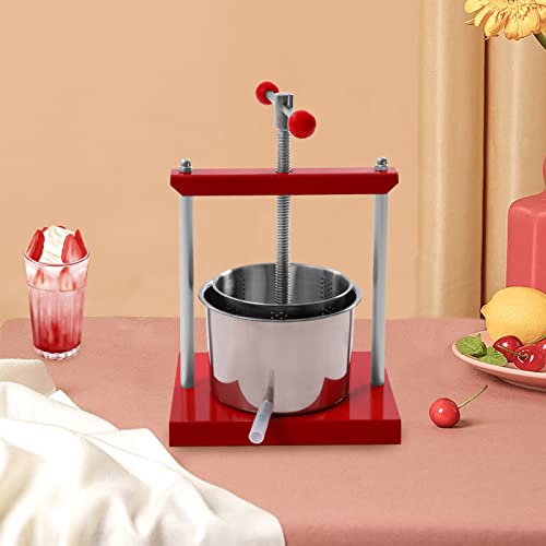 6L/1.6gal Manual Juice Press, Food Grade Stainless Steel Fruit Cheese Press Cider Apple Grape Tincture Honey Olive Oil Making Press with T-Handle for Kitchen Home Juice, Vegetable,Wine - size: 6L/1.6gal