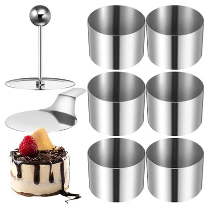 SHINEOFI Round Cake Ring Mold for Baking Stainless Steel Ring Molds for Mousse Dessert Small Pastry Baking Accessories for Home Bakers and Parties