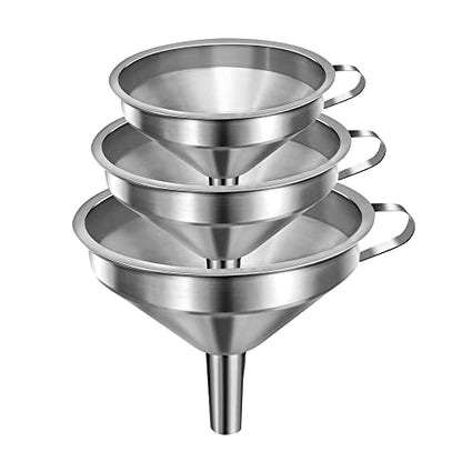 Small Funnels for Filling Bottles, Stainless Steel Small Kitchen Funnel Set of 3, Food Grade Mini Funnels for Kitchen Use Filling Bottles Liquor Flask Tiny Spice Cooking Powder Water 3in&2.2in&1.8in - color: 3PCS-3in&2.2in&1.8in