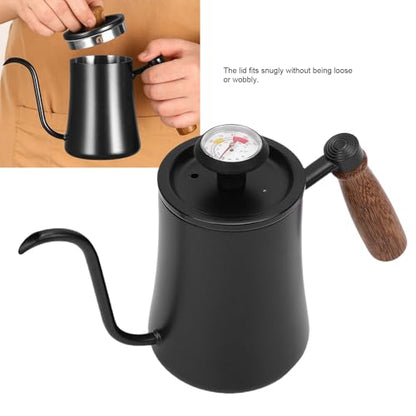Gooseneck Kettle, 500ML Stainless Steel Pour Over Coffee Kettle with Thermometer, Small Stove Top Water Boiler for Tea Hot Chocolate and Home Camping Brewing