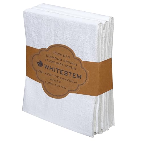 Flour Sack Towels 28” x 28” – Pack of 3 Cotton Kitchen Towels, Kitchen Dish Cloth and Cotton Tea Towels for Cleaning & Drying, Highly Absorbent for Baking & Bread Proofing - White - color: Organic White, size: 28"x28" - 3 Pack
