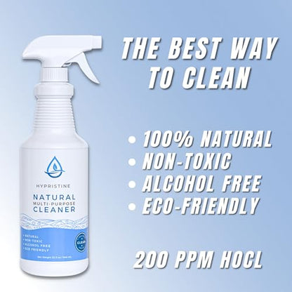 HYPRISTINE Pure Hypochlorous Acid Multi-Purpose – Bleach- and Alcohol-Free Odor Remover, All-Surface Solution for Home, School and Office – Child-, Pet- and Food Contact-Safe - size: 128 Fl Oz (Pack of 1)