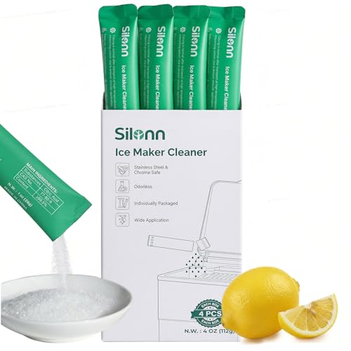 Silonn Ice Maker Cleaner & Descaler | Fast Dissolving, Safe | 100% Pure Citric Acid Descaler Powder, 4 Individually Packaged Pouches, Compatible with All Ice Makers & Coffee Machines - size: 1 Ounce (Pack of 4)