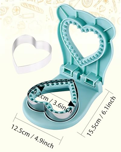 CHICHAUS Uncrustable Sandwich Maker,Sandwiches Pocket Circle Shape 3.7Inch Sandwich Cutter and Sealer,Sandwich Cutter for Kids Breakfast and lunchboxes (Heart Blue) - color: Heart Blue