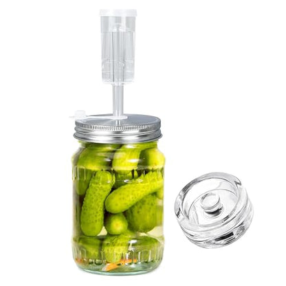 Fermentation Kit, with Wide Mouth Lids and Glass Weights for 86MM Mason Jars, Making and Storing Sauerkraut