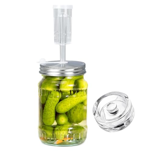 Fermentation Kit, with Wide Mouth Lids and Glass Weights for 86MM Mason Jars, Making and Storing Sauerkraut