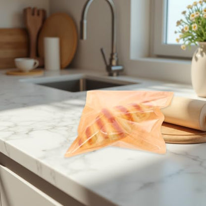Lurrose 100pcs Kraft Paper Bags: Food Storage Bags with Transparent Window - Reusable for Snack Cookies Bread Candy Treat Cheese Tea 7.9"x7.17"