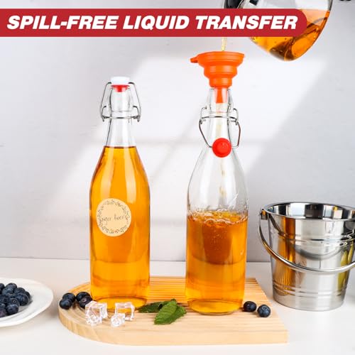 1 Liter Swing Top Glass Bottles, 4 Pack 33 oz Flip Top Bottles with Airtight Stopper for Home Brewing, Kombucha, Beer, Kefir, Beverages