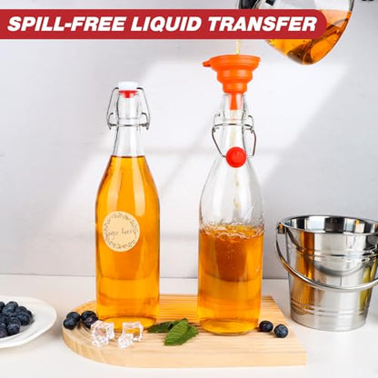 1 Liter Swing Top Glass Bottles, 4 Pack 33 oz Flip Top Bottles with Airtight Stopper for Home Brewing, Kombucha, Beer, Kefir, Beverages