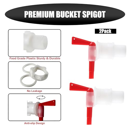 2 Pack Homebrew Bottling Spigot 5 Gallon Plastic Fermentation Faucet with Barbed Outlet for Beer Wine Making Fermenter Bucket by GWENBHMTOOL