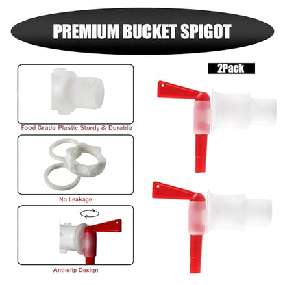 2 Pack Homebrew Bottling Spigot 5 Gallon Plastic Fermentation Faucet with Barbed Outlet for Beer Wine Making Fermenter Bucket by GWENBHMTOOL