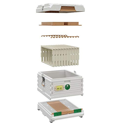 Apimaye Ergo Insulated Bee Hive Set with Plastic PRO Frames with Premier Double Wax Foundations (Single Deep) (White Body Green Entrance)