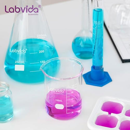 Upgrated 3 Size Low Form Beaker Set, 50ml 100ml 250ml, 3.3 Boro Glass Beakers with Printed Graduation, LVA017 - style: 3 Sizes: 50/100/250ml,each 1pc