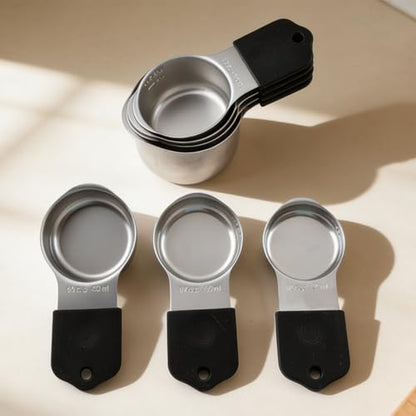 15 PCS Magnetic Measuring Spoons and Cups Set, 304 Stainless Steel Measuring Set for Baking, Stackable and Easy Storage Measuring Tools (Black) - color: Black
