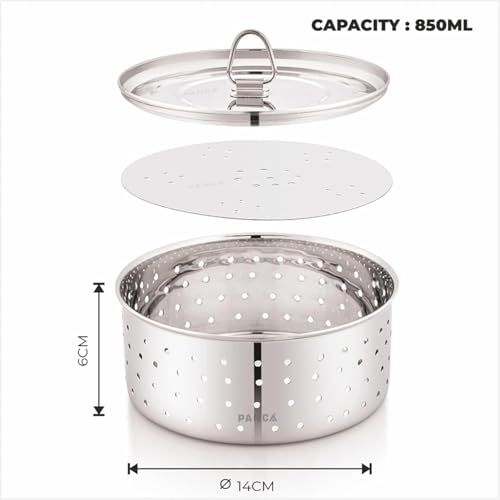 PANCA Stainless Steel Round Paneer Mould | Paneer Strainer 500ml | Paneer Press Mould Maker (Round, Pack of 1, Silver)