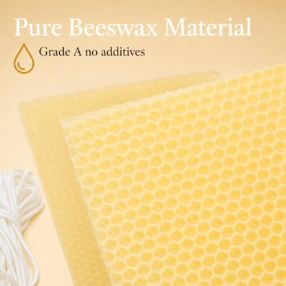 Stakich Candle Making Pure Beeswax Kit, 50 Full Size Sheets - 8 1/8 Inch x 16 3/4 Inch - Comes with Wicking and Instructions - size: 50 Sheets
