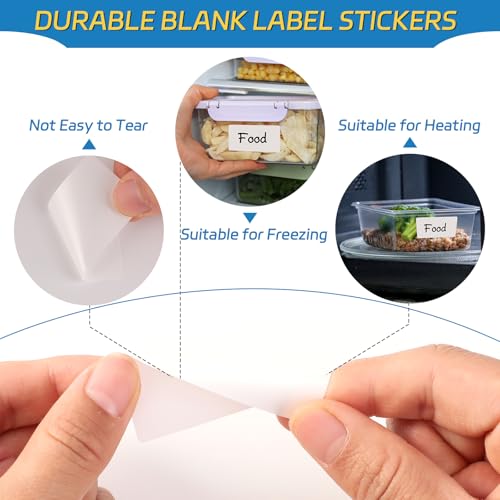 1000 Pcs Removable Freezer Labels, 1" x 2" Blank Label Stickers with Perforation Line Waterproof Oil-Proof Sticker Labels Storage for Food Containers Jars Bottle