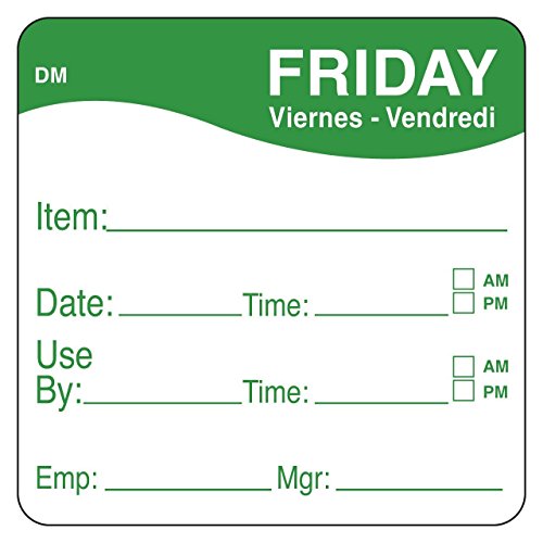 DAYMARK FOOD SAFETY Label 2x2 DissolveMark Use By Grn Friday, 250 CS