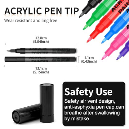 Acrylic Paint Pens Waterproof Markers 2 Black Permanent Marker Pens Acrylic Pens for Rock Painting Glass Stone Ceramic Metal Fabric Pebble Painting pens Craft Supplies - color: Black