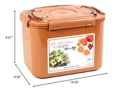 e-jen Premium Kimchi, Sauerkraut Container Probiotic Fermentation with Inner Vacuum Lid (Earthenware Brown, 3.1 gal/ 12L) - color: Earthenware Brown, size: 3.1 gal