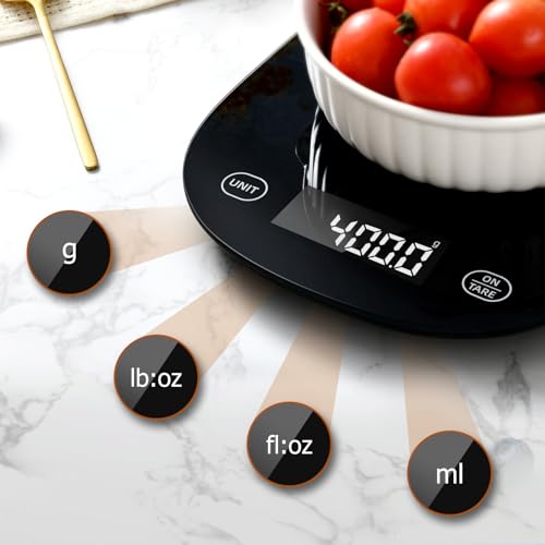 Arboleaf Smart Food Kitchen Scale, 22lb Digital Food Scale with Nutritional Calculator, Smart Kitchen Weighing with App for Macro, Keto, Calorie, Cooking, Grams and Ounces, 0.1oz/0.5g, Black - color: Black