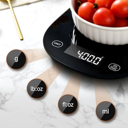 Arboleaf Smart Food Kitchen Scale, 22lb Digital Food Scale with Nutritional Calculator, Smart Kitchen Weighing with App for Macro, Keto, Calorie, Cooking, Grams and Ounces, 0.1oz/0.5g, Black - color: Black