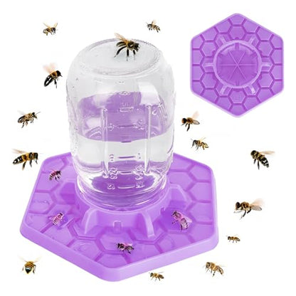 Bee Feeder for Mason Jar Made of Silicone - Bee Watering Station for Garden Compatible with Regular Mouth Mason Jars (Lilac) - color: Purple