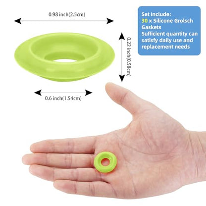 30Pcs Dopamine color Silicone Gaskets Washers Seals for Cap Swing Flip Top Bottle for Home Brew Beer Soda Bottle Sealing(flat,half cover) (Lime Green) - color: Lime Green