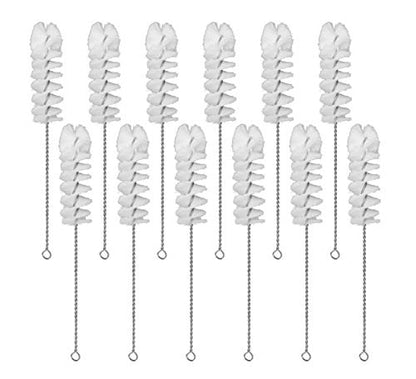 EISCO 12PK Nylon Cleaning Brushes with Fan-Shaped Ends, 9.25" - Twisted Stainless Steel Wire Handle - Ideal for 0.3" - 0.5" Diameter Tubes, Bottles, Cylinders, Flasks, Straws -