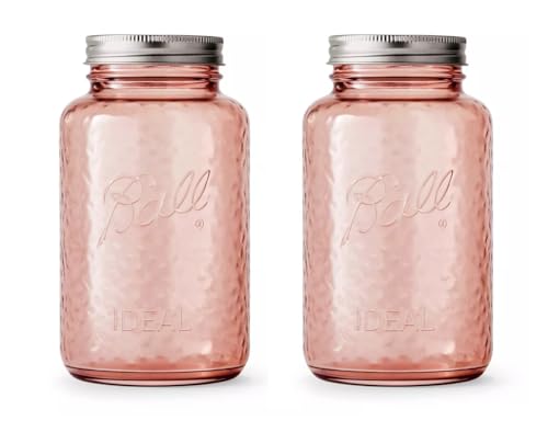 Ball Collectors Edition Vintage Rose Colored Canning Jars, Regular Mouth Quart Jars with Lids and Bands, 32 Oz Each, Pack of 2, 2166214-2PK