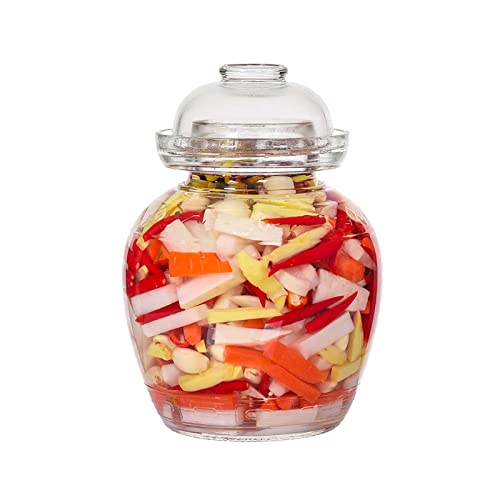 Pickle Jar, 1.5 Liter Fermentation Kimchi Jar with Water Seal Lid | Food Grade, Clear Glass, for Making Pickles Kimchi Sauerkraut and Fermenting Vegetables Relishes Fruits, Kombucha - size: 1.5L